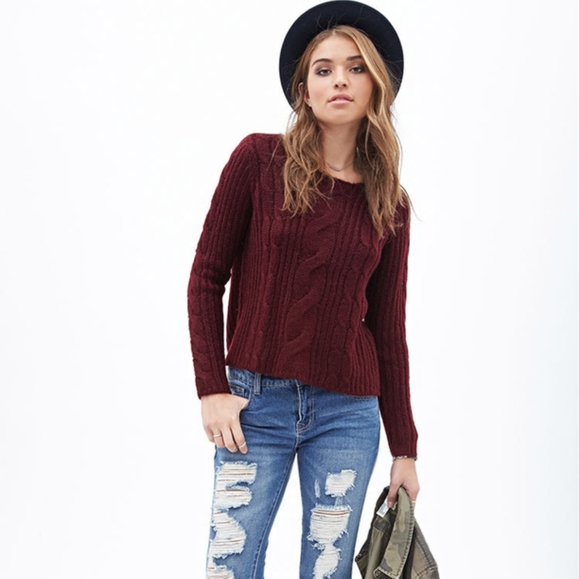 Forever 21 Maroon knit sweater - Picture 1 of 2